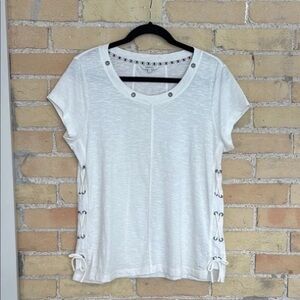 White Eyelet Lace-Up Women's Top